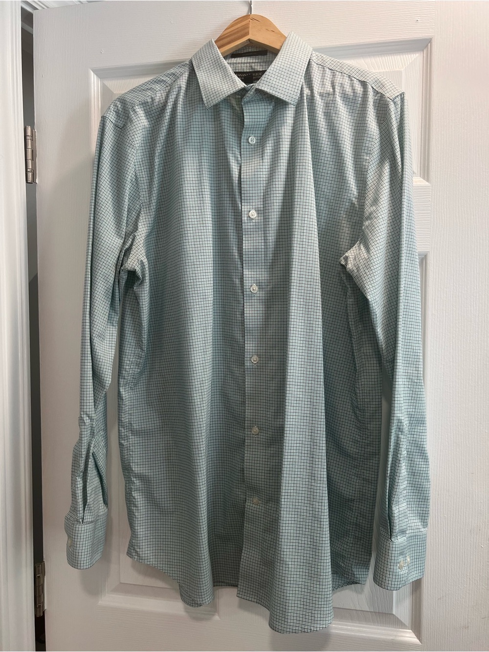 Banana Republic Men's Mint Green Micro-Check Dress Shirt Large Tall NWOT